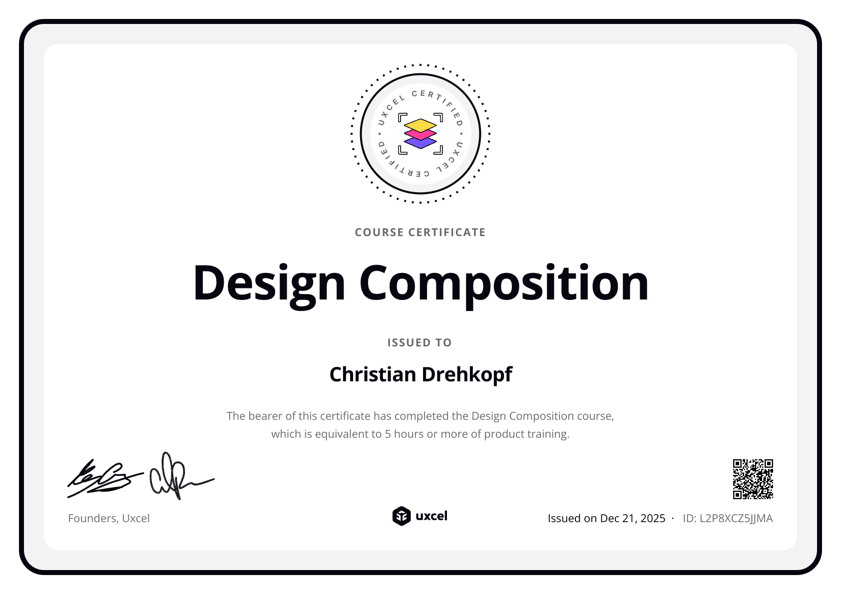 Christian Drehkopf's certificate